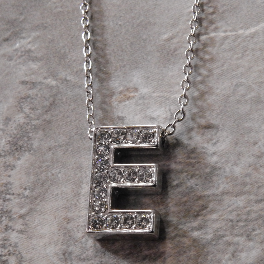 NWT silver Initial necklace crystal E,  NYCON32-E